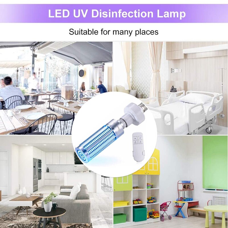 Lámpara germicida UVC de 60W, bombilla LED E27, luz ultravioleta de desinfección, luces de esterilización con Control remoto