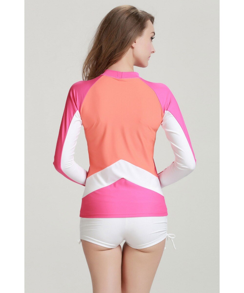 Women's Basic Skins Long Sleeve Rash Guard T-Shirt Girls UPF 50+ Rashguard Layies Sun Protective Swim Top