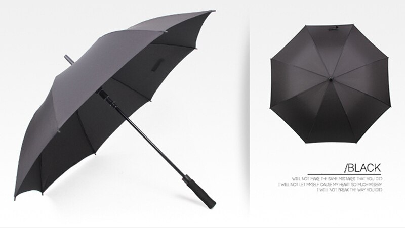 Nx stor lang semi-automatisk paraply golf enkeltlags diameter 135cm mand og kvinder business stærk vindtæt paraply: Sort