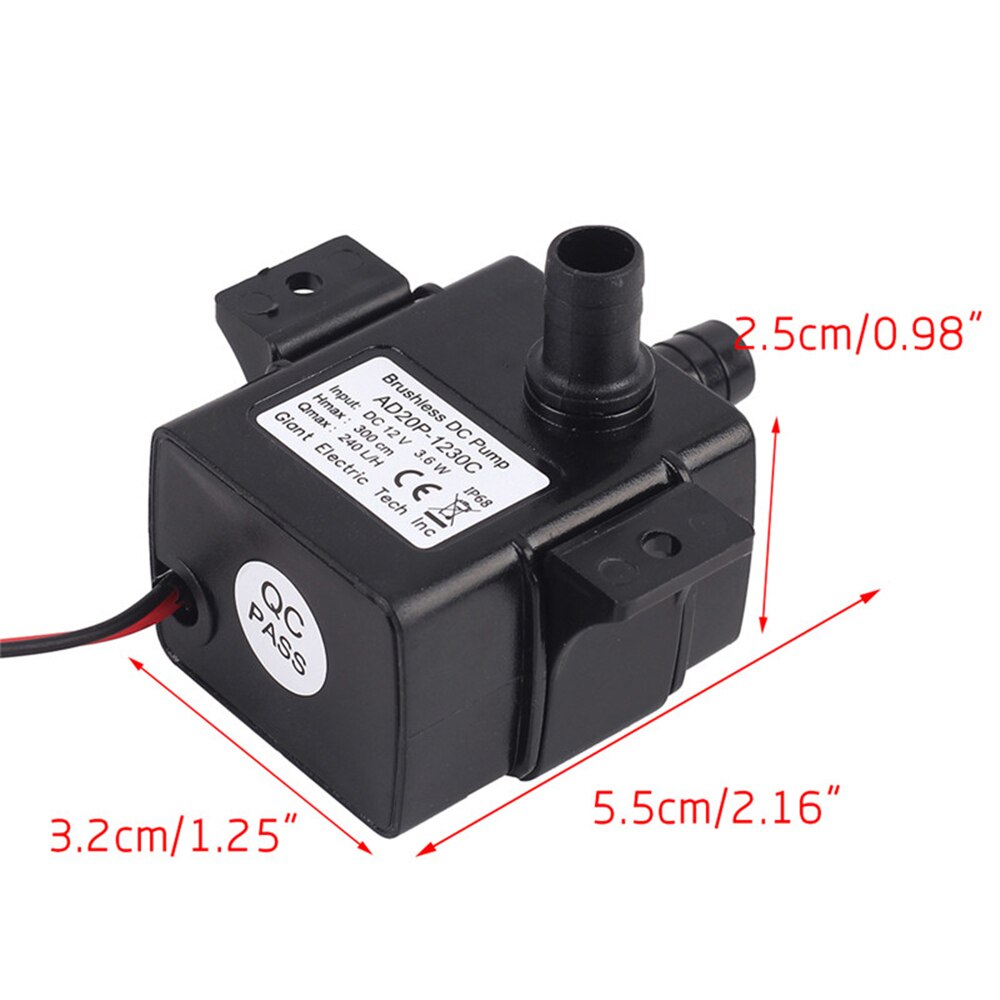 Vattentät ultratyst vattenpump 4.8w 240l/ h mikro borstlös  dc 12v bil dränkbar fontän akvarium fiskdamm cirkulerande