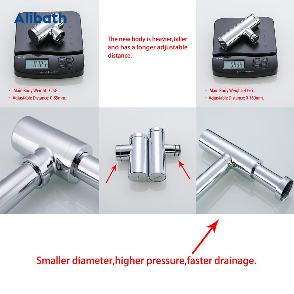 Basin Bottle Trap Brass Bathroom Sink Siphon Drains P-TRAP Pipe Waste, Chrome.