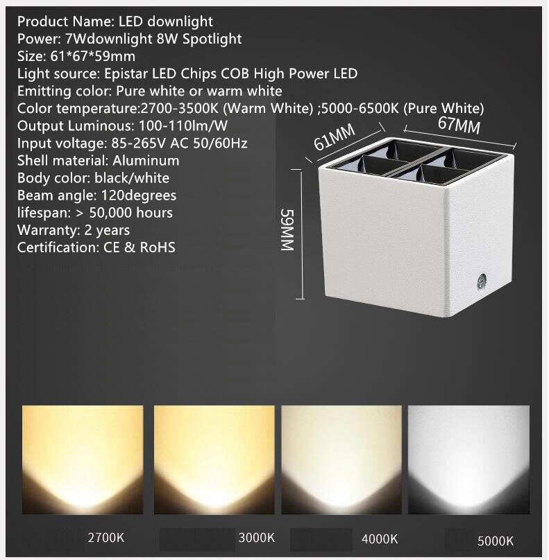 LED Spotlight Downlight 7W 8W opbouw Creatieve Mini Spotlight
