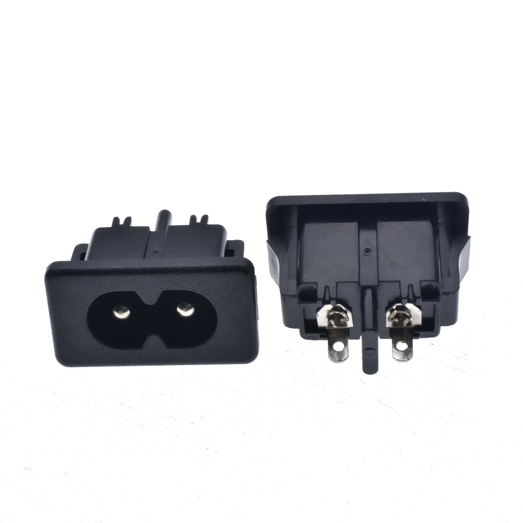 C8 Panel Mount Plug Adapter, 250V Ac 2.5A 2 Pins Iec Inlet Module Plug Power Connector Socket Rechte 10Pcs: Type 2