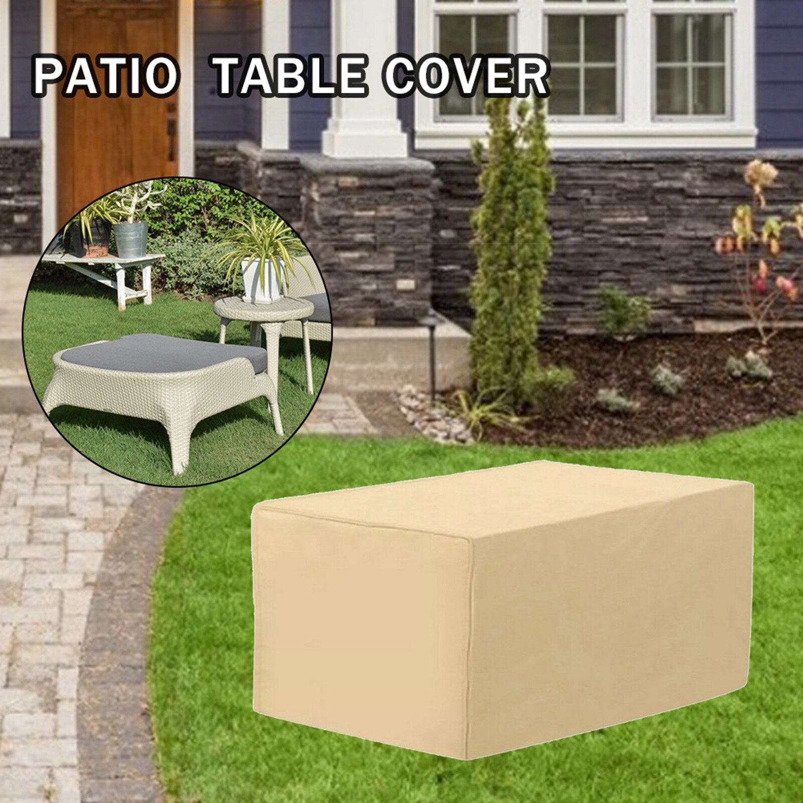 YIUEYI Waterdichte tuinmeubelhoezen, 200 x 200 x 90 cm waterdichte hoes voor patio rotan bank tafel stoel set hoes - 420D Oxford-stof, winddicht