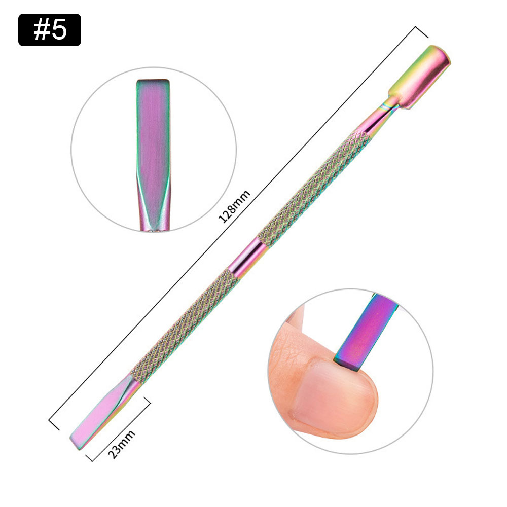 1pcs Rainbow Nail Cuticle Pushers Tweezers Nipper Clipper Scissor Dual-end Dead Skin Remover Manicure Pedicure Nail Art Tool: Pattern 5