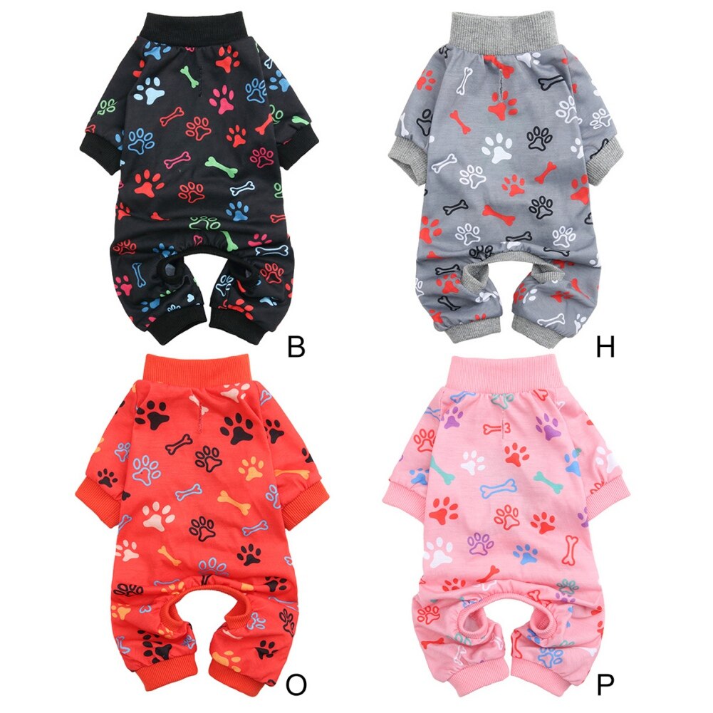 Primavera outono cachorro macacões pegadas imprimir animal de estimação traje roupas para filhote de cachorro gatinho macio respirável roupas suprimentos