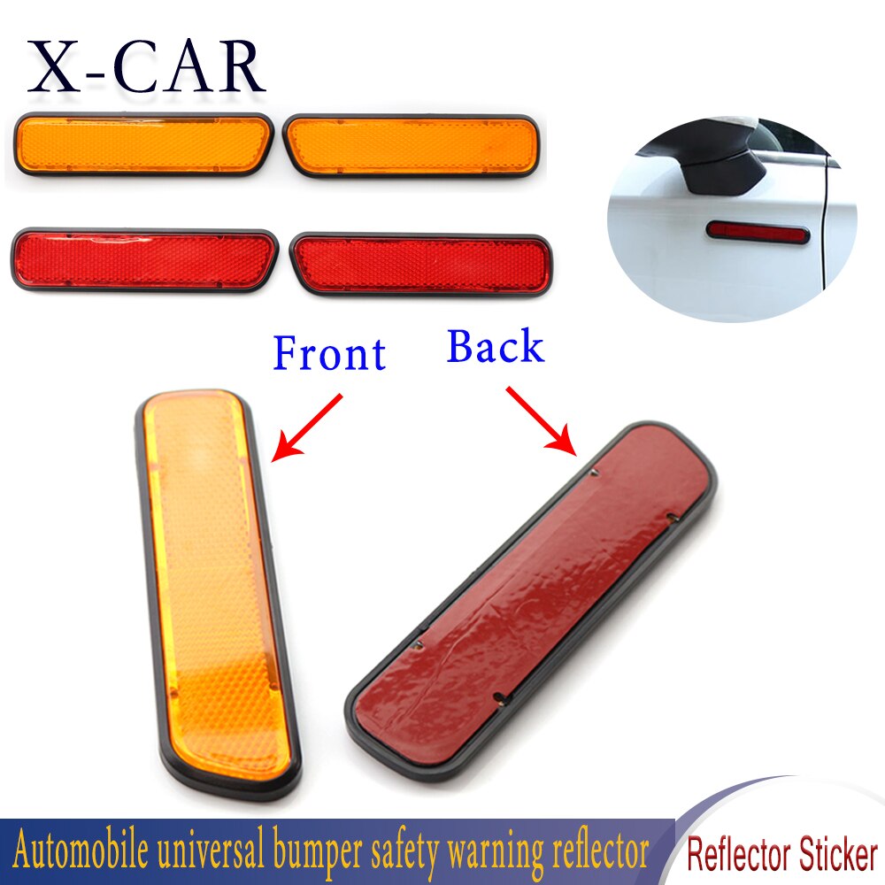 X-CAR 2PCS Car Reflector Sticker Safety Warning Signs Front Rear Bumper Car Door Sticker Safety Mark Secure Reflector Sticker