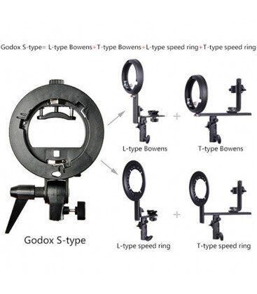 Godox speedlite ao adaptador bowens type s