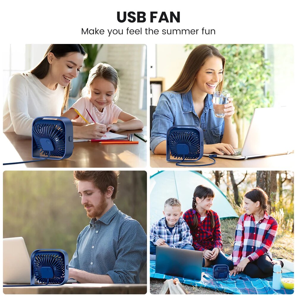 TOPK tragbarer Mini-Ventilator, USB-Schreibtischventilator, Tisch, leiser 3-Gang-Windventilator, persönlicher 360 ° Drehbare Kopf-Stehventilatoren für Zimmer, Camping, Zuhause