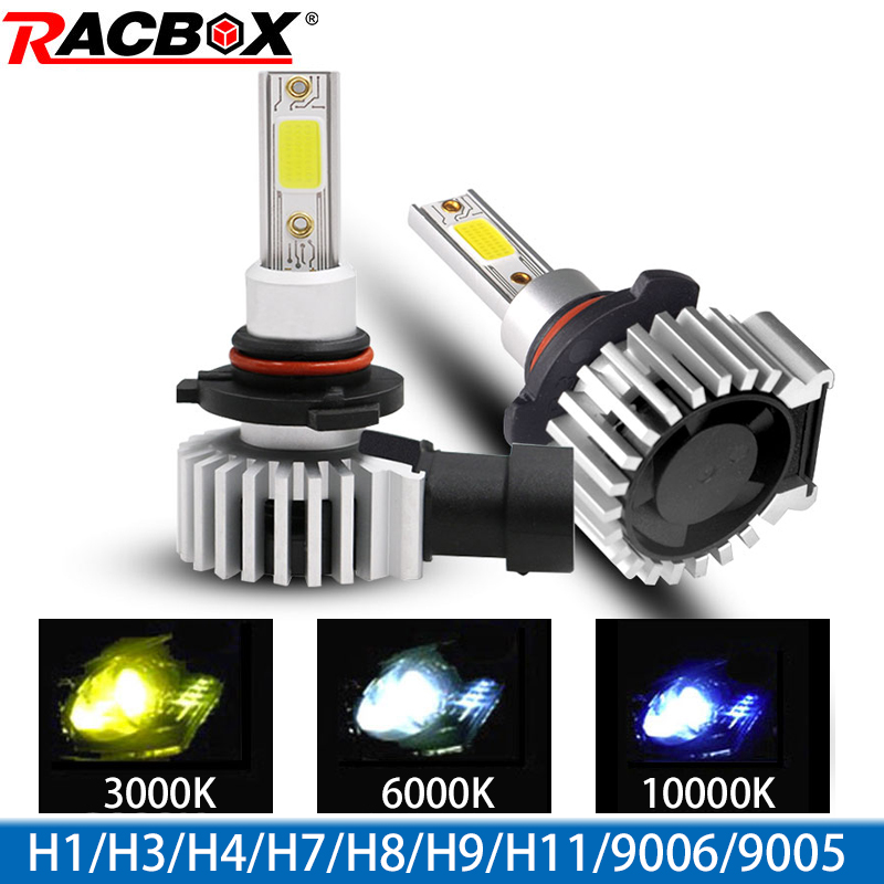 Racbox Wagen Scheinwerfer Birne LED H7 H1 H3 H4 H11 H8 H27 880 Auto Turbo Super Mini Lampe umrüsten 3000K 6000K 10000K HB4 HB3 9005 9006