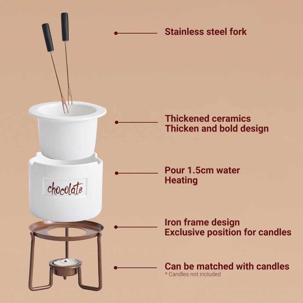1 Set 350ml Chocolate Melting Pot Food Grade Rust-proof Metal High-Temperature Resistant Candy Candle Melting Pot for Home Pot