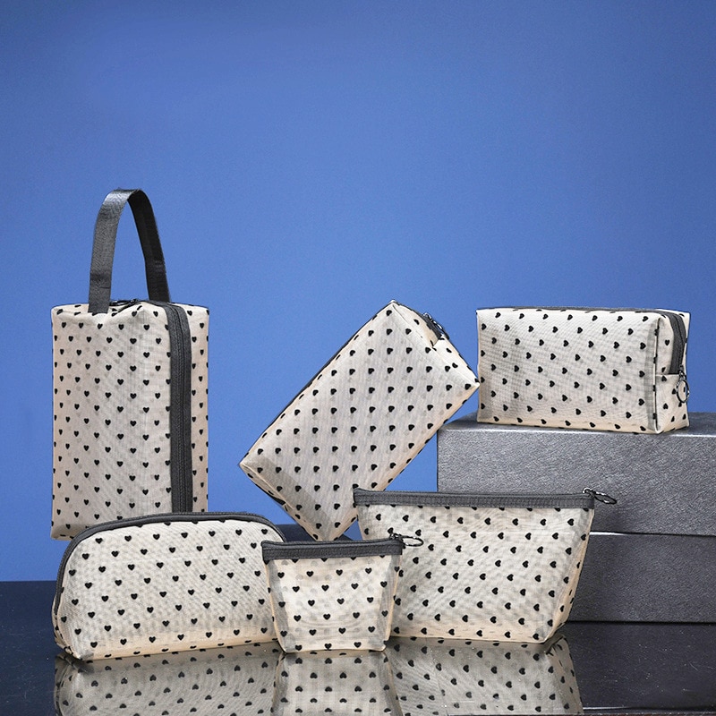 Bolsa con malla para cosméticos bolsa de maquillaje de viaje, torre de lavado, bolsas organizadoras de belleza, Kit de aseo de almacenamiento transparente, 1 unidad