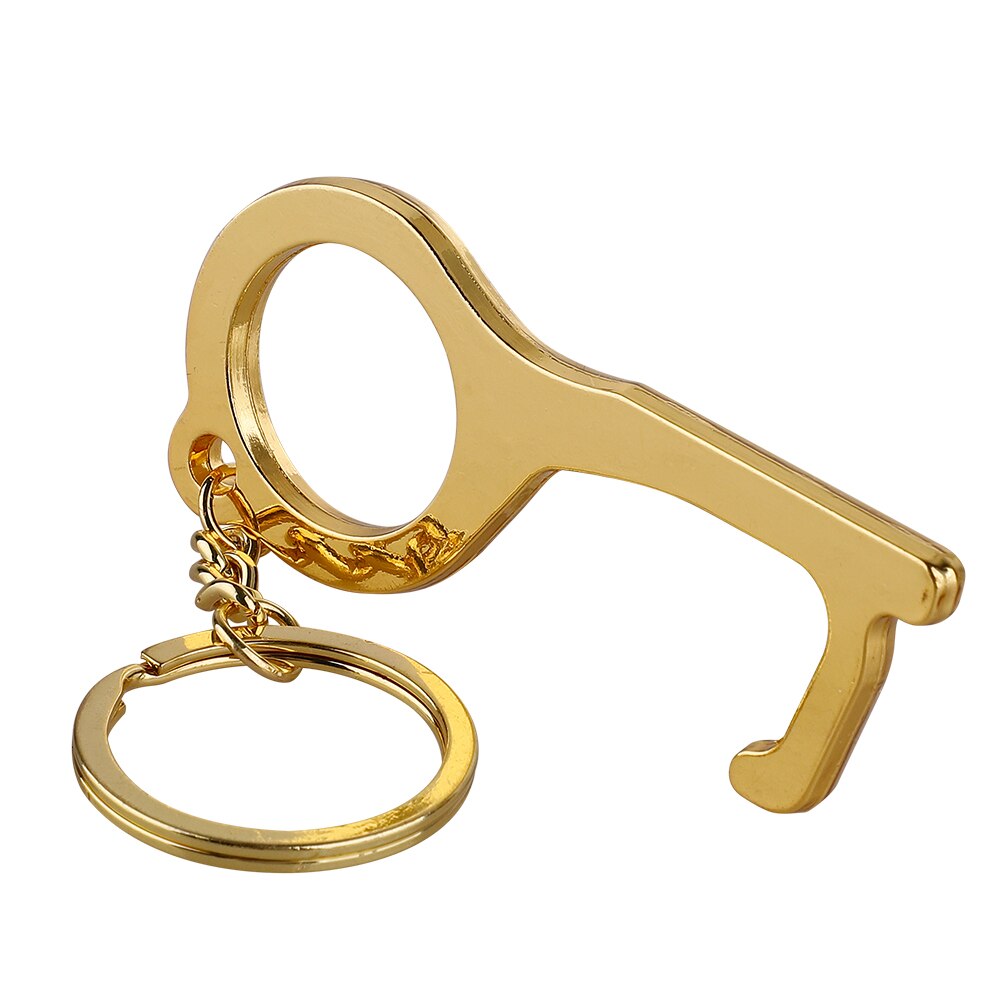 No-Touch EDC Door Opener Portable Press Elevator Safe Key Zinc Alloy Keychain Key Unbuckle With Universal Keychain Portable Hook
