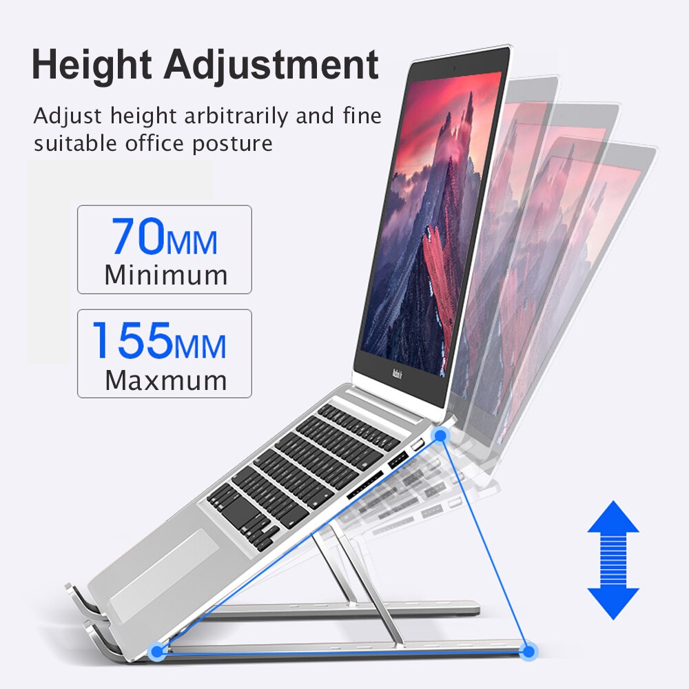 Portable Laptop Stand Verstelbare Voor Macbook Computer Tablet Opvouwbare Notebook Stand Cooling Pad Aluminium Houder