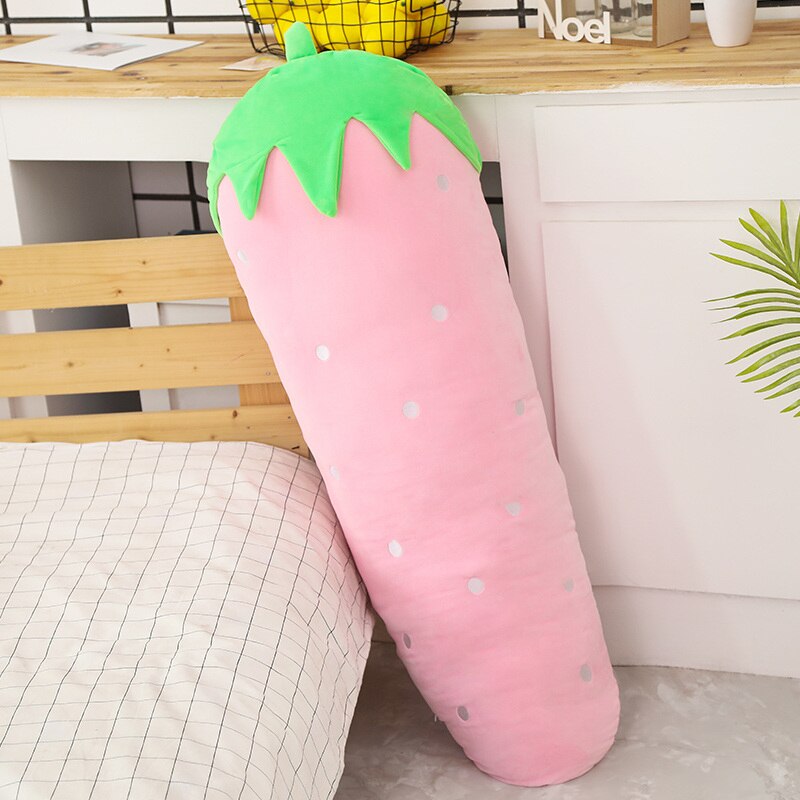 Simulation plante plys legetøj fyldt kaktus jordbær gulerod majs ananas blød dejlig til pige mad plys puder: Lyserød jordbær / 70cm