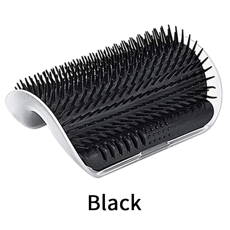 Brosse de Massage d&#39;angle mural pour chat, auto-toilettage avec cataire herbe-aux-chats doux, brosse pour le visage avec un peigne chatouillant, fournitures de toilettage pour animaux de compagnie: Black
