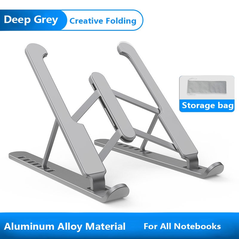 PL1 Aluminium Legierung Klapp Laptop Stand Faltbare Einstellbare Aluminium Laptop Tablette Ständer Tragbare Schreibtisch Halfter Halterungen: grau