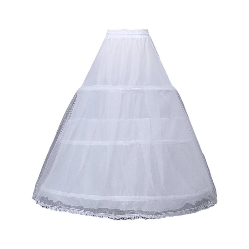 Vrouwen Hoepelrokrok Witte Hoepel Rok Floor/Knie Lengte Baljurk Slip Meisjes Onderrok Voor Wedding Bridal Jurk: 3 steel 2 yarn