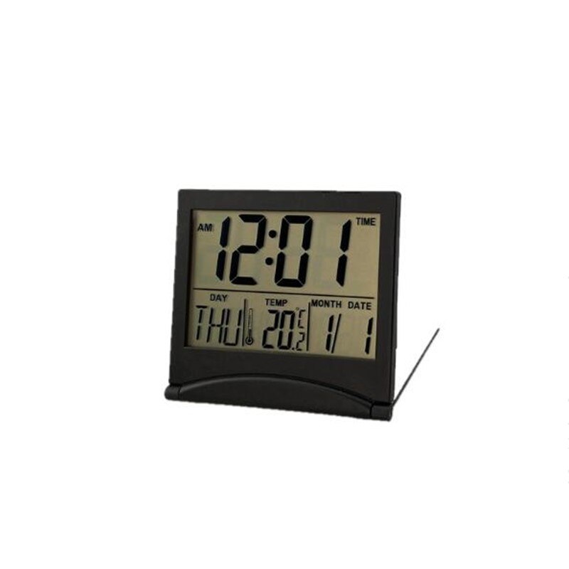 Foldable Digital Alarm Clock Portable Travel Electronic Clock Perpetual Calendar Temperature Time LCD Alarm Clock for Home Decor