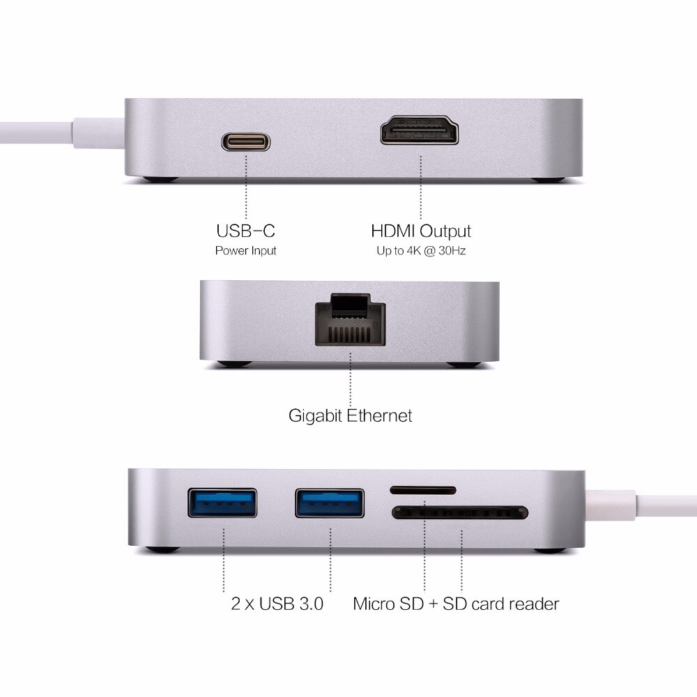 Minix neo c tipo-c adaptador multiport com hdmi-saída compatível 4k gigabit ethernet USB-C para carregar compatível com macbook