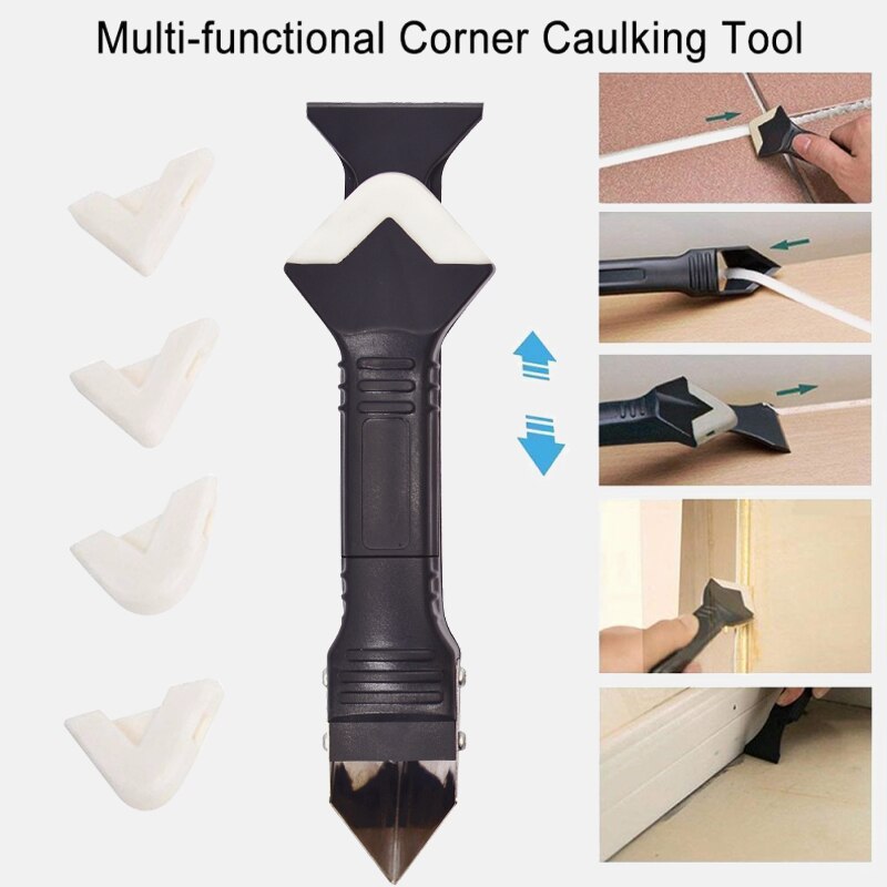 5 in 1 spatel, wisser, gladde schraper, voegkit, kitafwerker, kitgereedschap, siliconenverwijderaar, homeholdset, accessoires