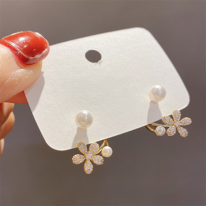 2022 neue Koreanische Luxus Kristall Zirkon Blume Zucht Ohrringe Für Frauen Elegante Metall Gold Ohrringe Mädchen Partei Schmuck: Stil3