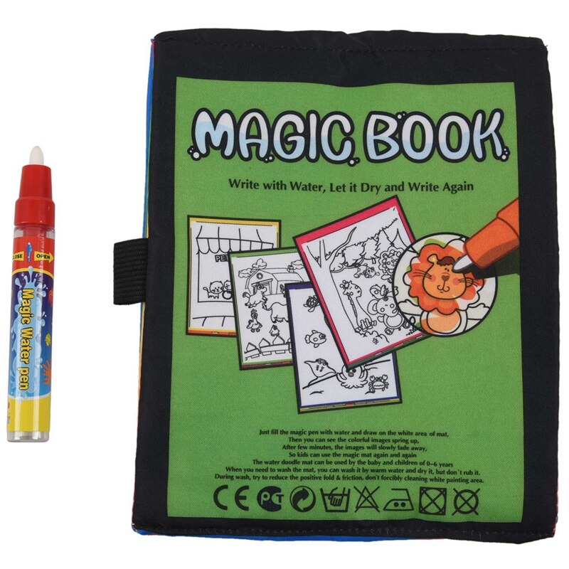 Zauberhaftes wasserzeichenbuch, malbuch mit magischem stift zum kritzeln von tieren und mit aufhängbarer fotohalterung