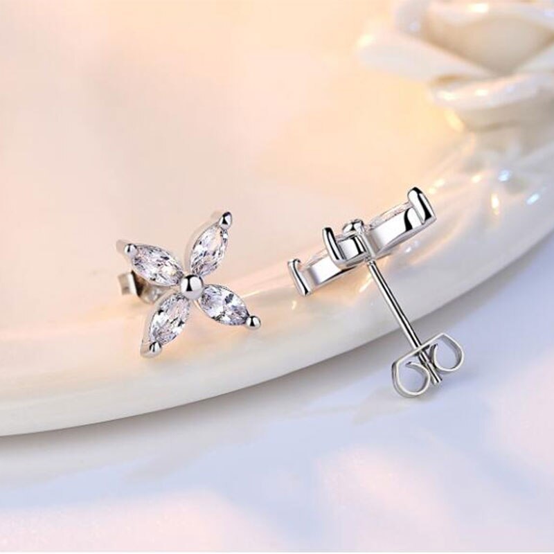 Anenjery argent couleur chanceux feuilles glace flocons de neige boucles d'oreilles pour femmes bijoux de mariage Oorbellen Brincos S-E538