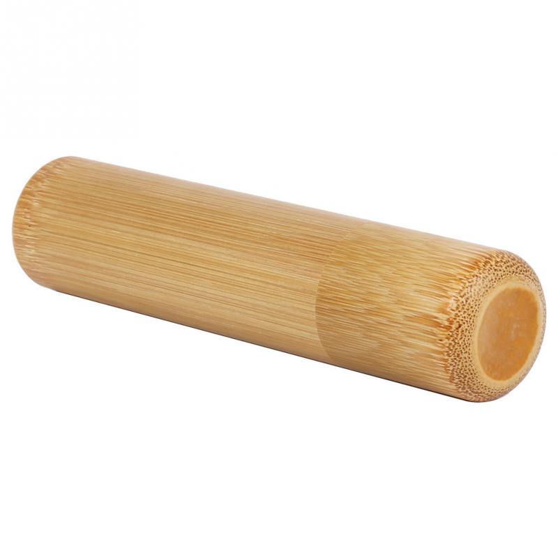 Bærbar 1pc rund form bambus te opbevaringsboks håndlavet naturlig te krukke opbevaringsholder træbeholder med lågæske