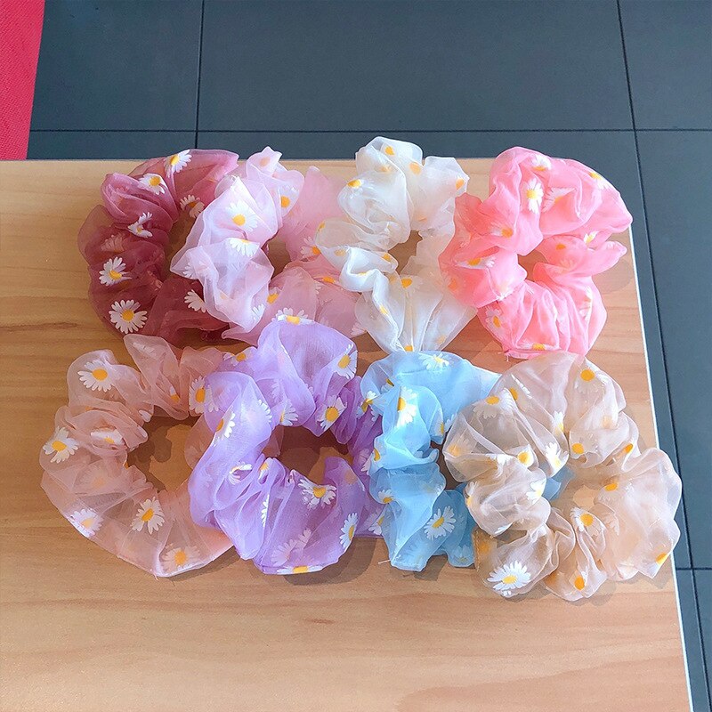 Diadema de margaritas de malla para niña, lazos para el pelo, accesorios para cabello de mujer, tocado