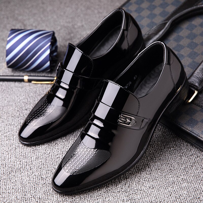Zapatos formales de hombre del Océano Pacífico, Zapatos Oxford de charol con punta estrecha para hombres, Zapatos de vestir, Zapatos de negocios Oxford para hombres, Zapatos