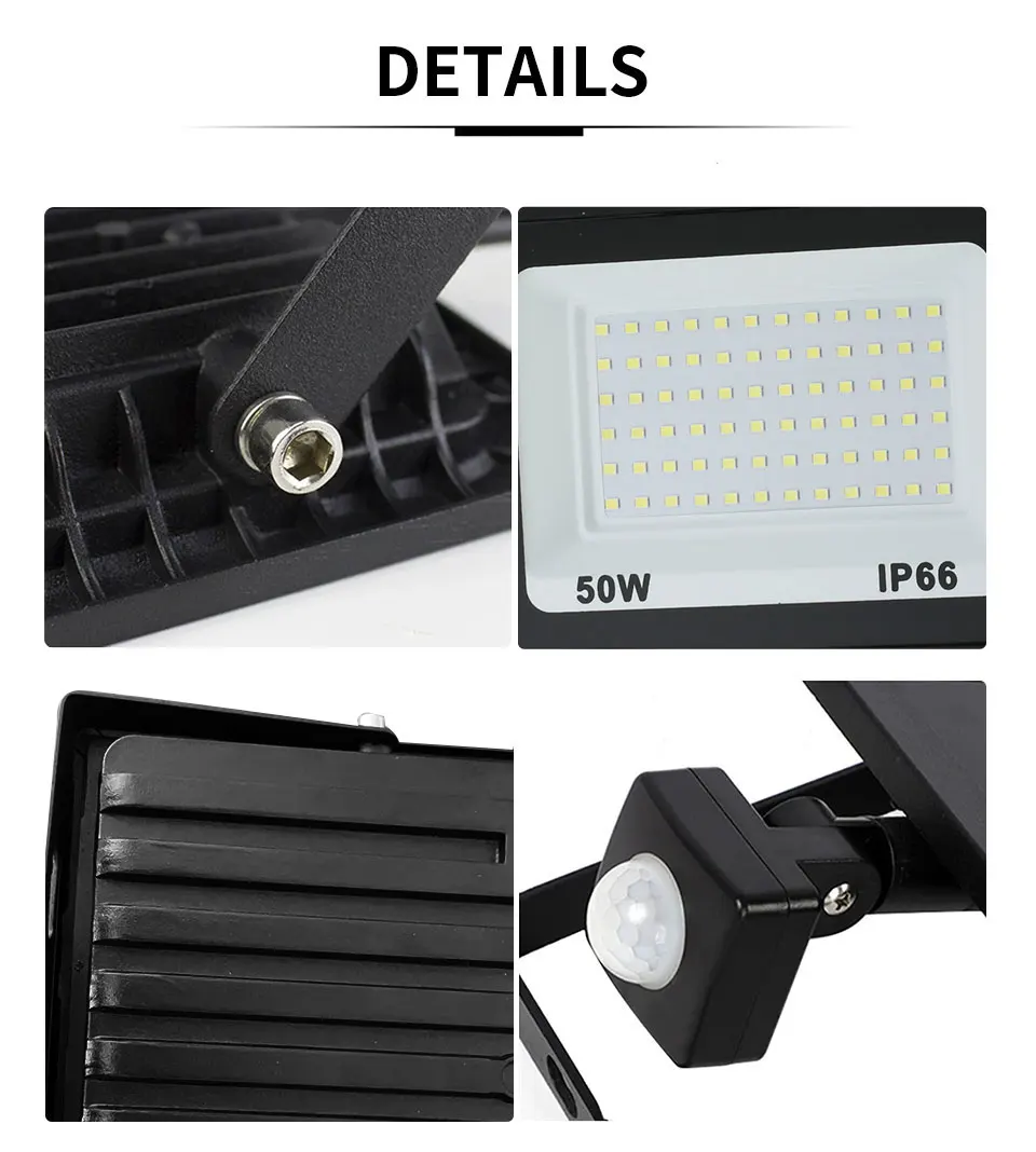 LED PIR Motion Sensor Floodlight Wall Light White LED Light Waterproof 100W 50W 30W 20W 10W LED Spotlight Outdoor For Garden
