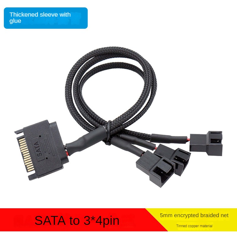 SATA Cooler Fan Adapter Cable，15 Pin SATA to 4 x 3 pin / 4 pin Fan Splitter Cable,15 Pin Male SATA to 3 Pin or 4 Pin Computer: WHITE