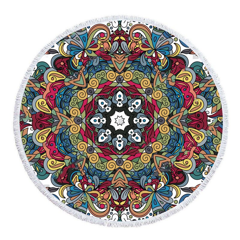 Extra Grote Ronde Strandlaken Zomer Outdoor Print Digitale Retro Strandlaken Strandlaken Sjaal: 1500MMx1500MM-6