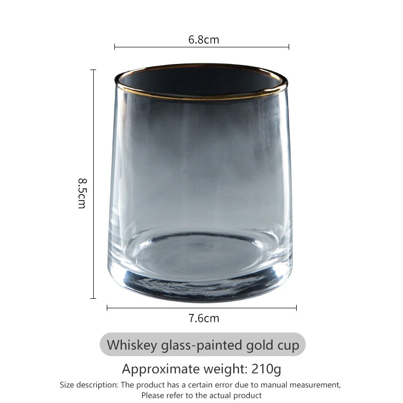 Whiskey Glass, Kitchen Heavyweight Water Glass,Ins Wind ,6 Colour, Water Cup, Juice Glass ,Wine Glass ,Drinking Cup: Painted gold