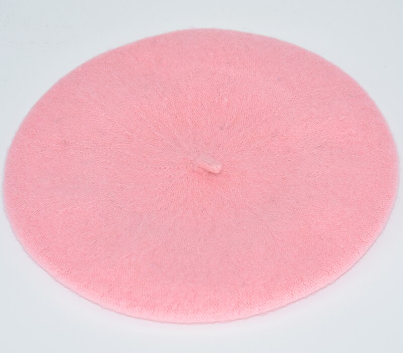 DOUBCHOW Women's Light Weight Artist French Style Beret Hats Teenage Girls Wool Blending Solid Color Pink Purple Baret Flat Hat: Pink