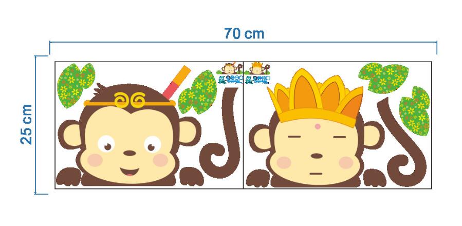 Jungle Monkey Tree Animlas Forest Wall Sticker Decorative Poster For Kids Baby Nursery DIY Home Decor Decal Mural Children: H0154