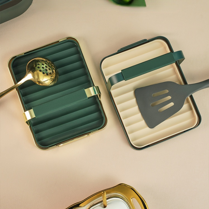 Household Kitchen Pot Lid Spatula Shelf Countertop Rack Wrought Iron Spoon Cooking Shovel Spatula Rack Holding Storage Shelf