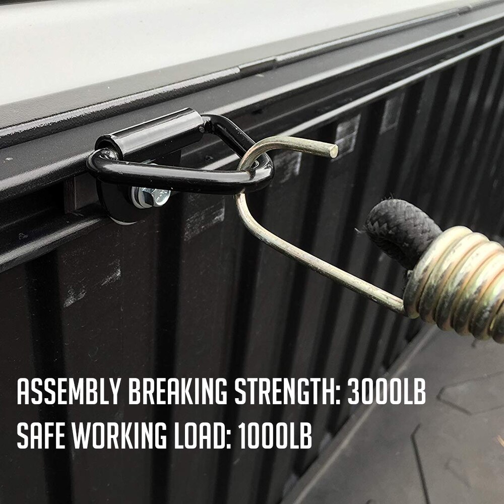 MICTUNING 6pcs 2" Diameter Black Steel for Truck Bike ATV Cargo Tie-Down Anchors with Bolting Hole V-Ring Bolt-on Trailer Anchor