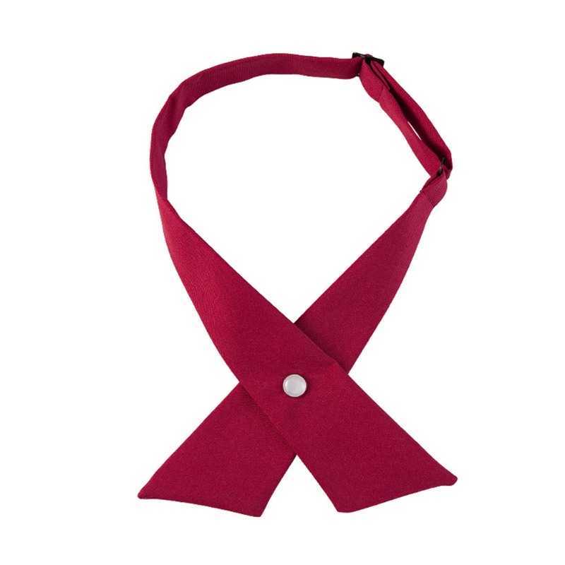 Nœud papillon croisé pour femmes et filles, Style japonais, uniforme d&#39;écolière, couleur unie, réglable, cravate pré-nouée: Red