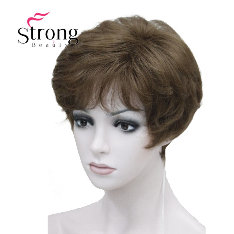 StrongBeauty Dame Frauen Kurze Syntheic Natürliche Welle Perücken Licht Braun Haar Perücke FARBE ENTSCHEIDUNGEN: 10 Med. golden Braun
