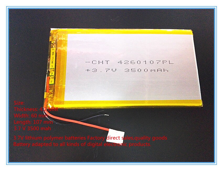 3.7 V lithium polymeer batterijen, 4060105, 4260107, 3500 mah toepasselijk tablet oplaadbare batterijen