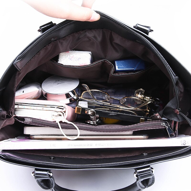 large size shoulder bag leather women's handbag set