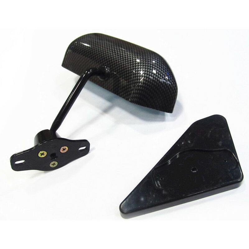 Espejo retrovisor Universal para coche, 1 par, de fibra de carbono, espejo retrovisor azul, cristal lateral de carreras de carbono, soporte metálico de ángulo amplio