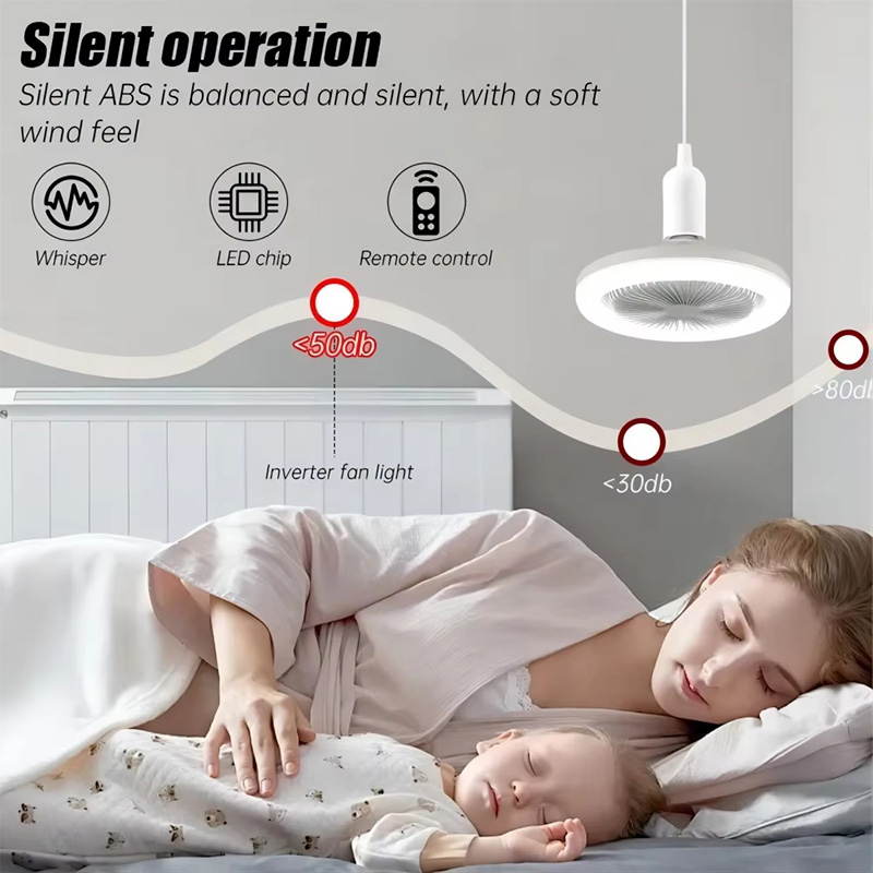 Telecomando a risparmio energetico lampada da soffitto a portato 85-265V per soggiorno telecamera da letto rumore inferiore muto E27 base 2 in 1 ventole luce