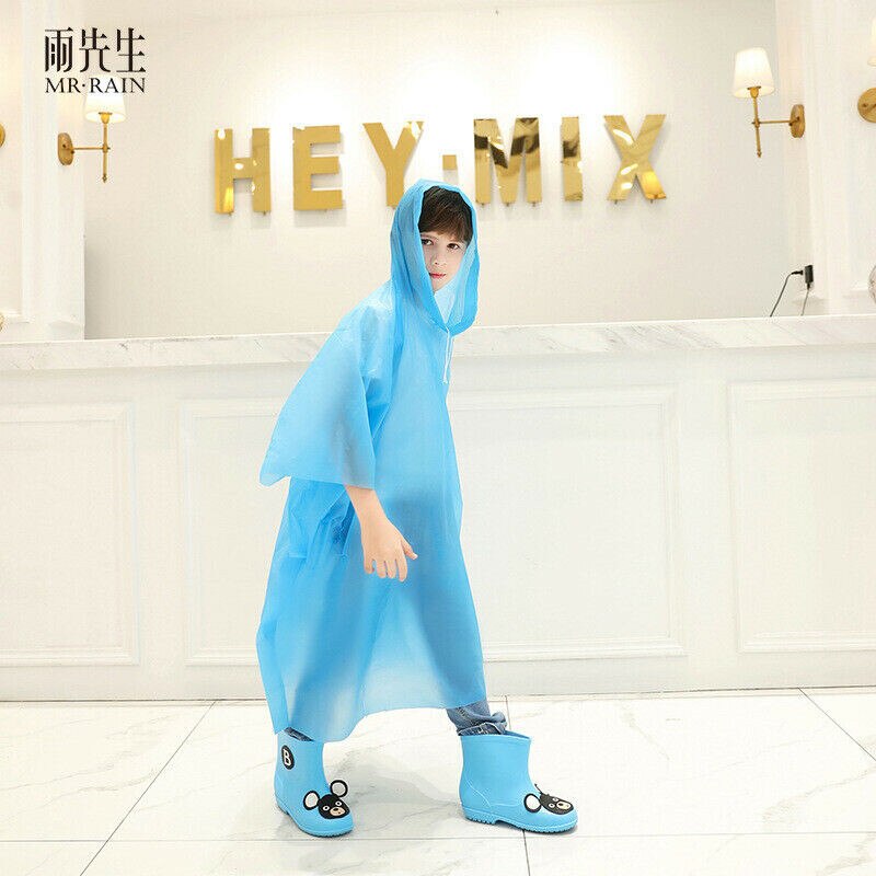 Children Boy Girl Rainwear Waterproof Hooded Rain Coat Outwear Poncho Raincoat Cover Up for Kids 100 to 160cm Height