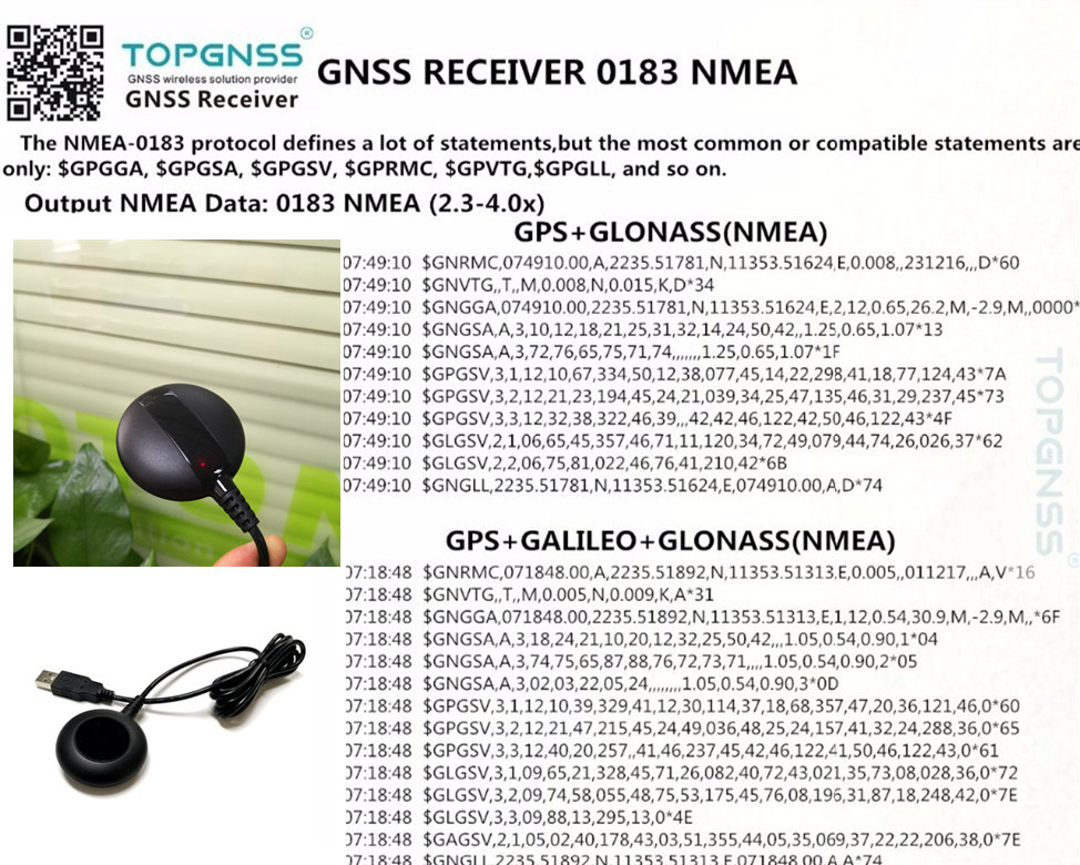 TOPGNSS module récepteur USB GPS GLONASS | Antenne pour PC portable, windows xp 7 8 10 FLASH pour tablette, 1.5m, meilleur que le