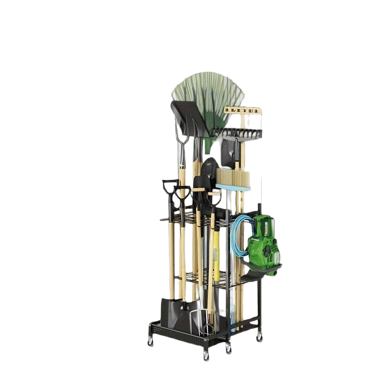 Garden Tool Organizer Garden Tool Stand Yard Tool Tower Rack for Garage Organization and Storage for Long-Handled Rakes Brooms: Silver