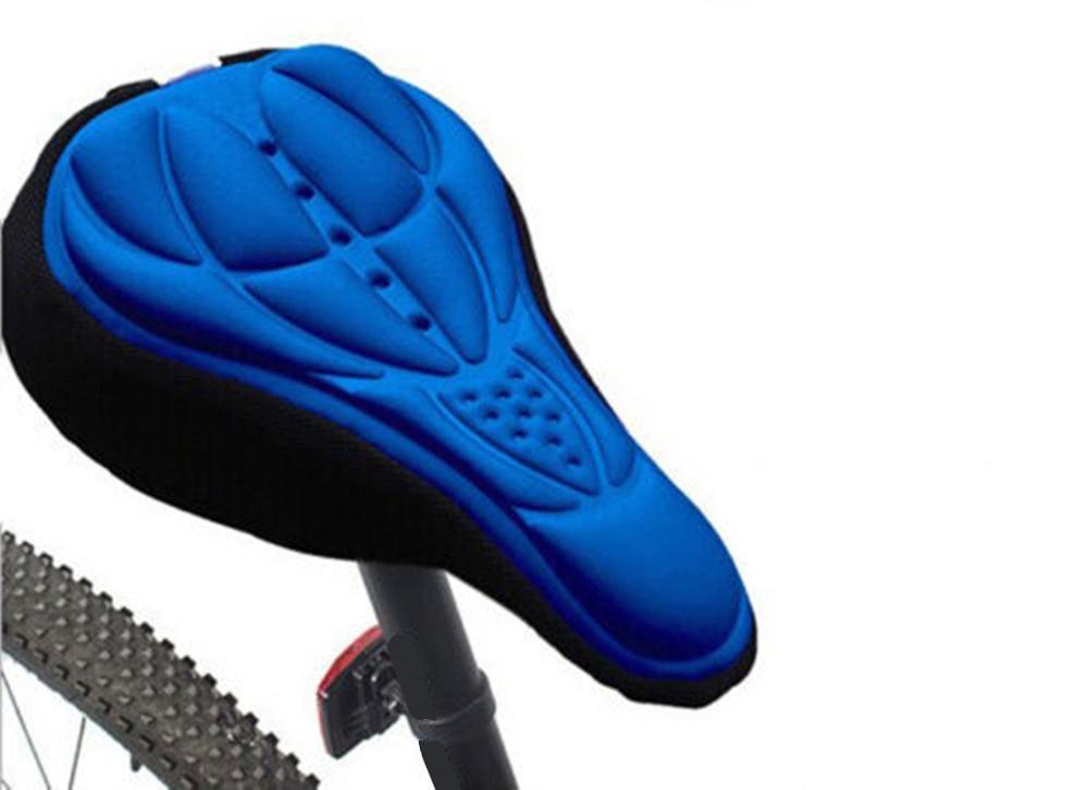 3d komfortable bløde silikone cykel sædeovertræk gel pad åndbar fortykket skum cykel sæde mtb cykeltilbehør: Blå