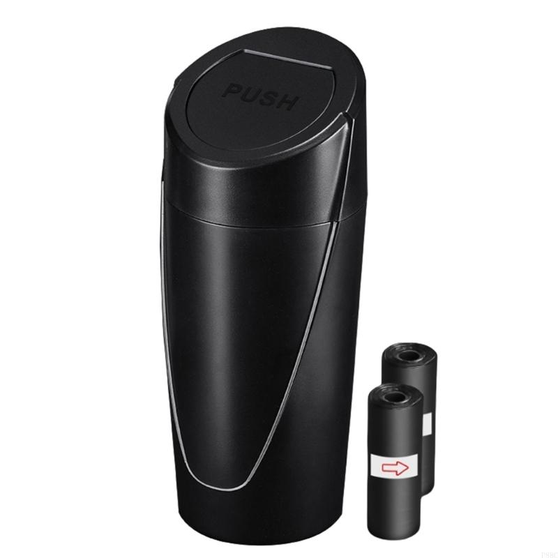 Contenedor basura para vehículos P88C con tapa a presión, bote capacidad media, bote basura para automóvil,: Negro